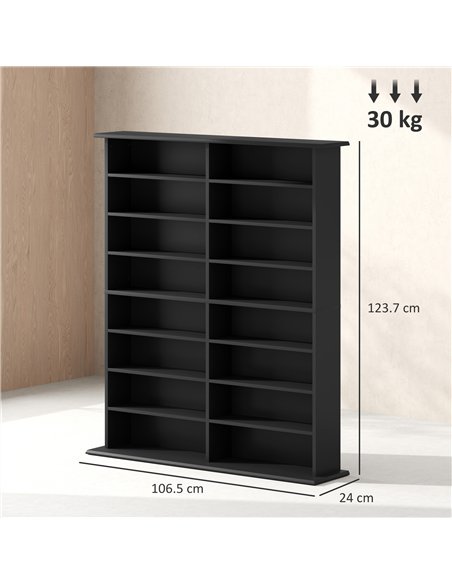 HOMCOM 16-Compartment Media Shelf - Black - pic 161060 | FastDaddyshop