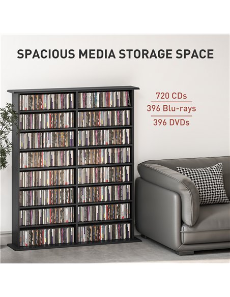 HOMCOM 16-Compartment Media Shelf - Black - pic 161061 | FastDaddyshop