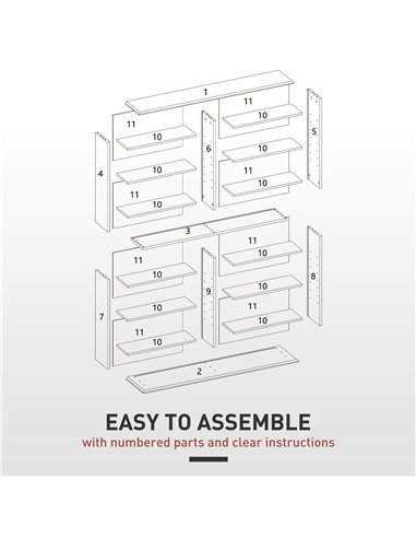 HOMCOM 16-Compartment Media Shelf - Black
