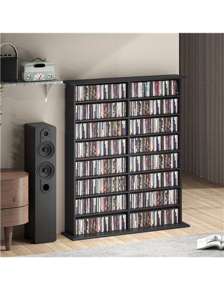 HOMCOM 16-Compartment Media Shelf - Black - pic 161066 | FastDaddyshop