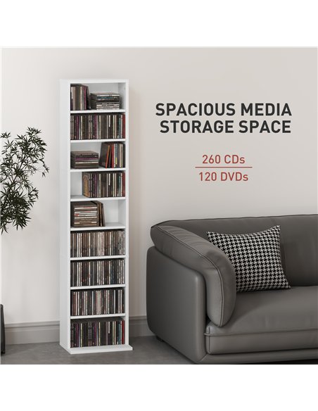 HOMCOM 260 Narrow CD Storage Unit - White - pic 161079 | FastDaddyshop