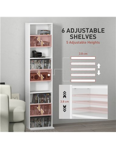 HOMCOM 260 Narrow CD Storage Unit - White
