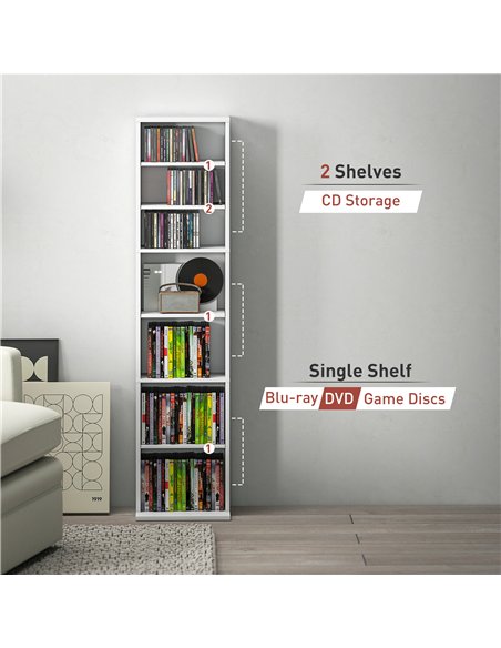 HOMCOM 260 Narrow CD Storage Unit - White - pic 161083 | FastDaddyshop