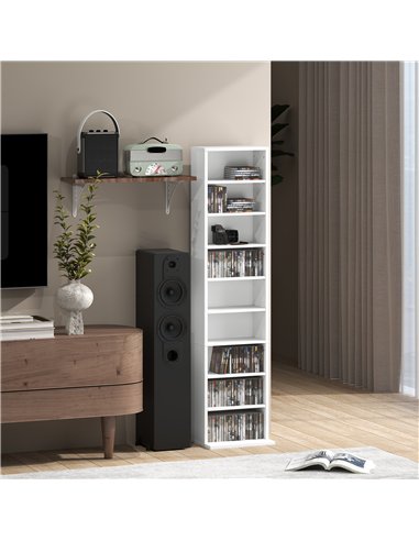 HOMCOM 260 Narrow CD Storage Unit - White