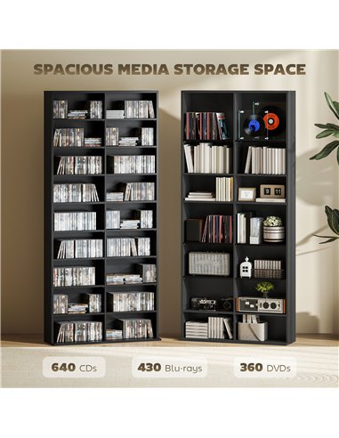 HOMCOM 640 CD Storage Tower - Black