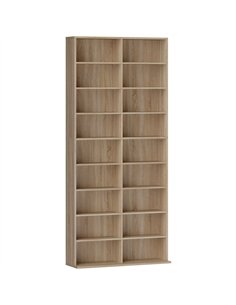 HOMCOM 640 CD Storage Tower - Nature Wood Finish