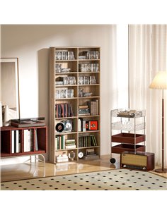 HOMCOM 640 CD Storage Tower - Nature Wood Finish 2
