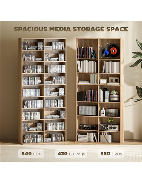 HOMCOM 640 CD Storage Tower - Nature Wood Finish - pic 161106 | FastDaddyshop