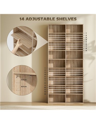 HOMCOM 640 CD Storage Tower - Nature Wood Finish