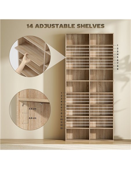 HOMCOM 640 CD Storage Tower - Nature Wood Finish - pic 161107 | FastDaddyshop