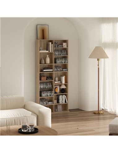 HOMCOM 640 CD Storage Tower - Nature Wood Finish