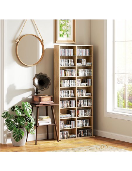 HOMCOM 640 CD Storage Tower - Nature Wood Finish - pic 161111 | FastDaddyshop