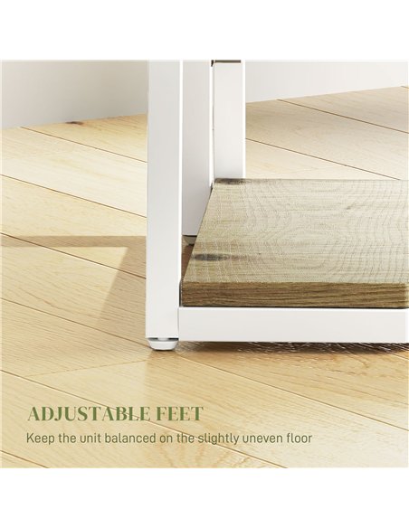 HOMCOM Five-Tier Corner Shelf - White/Wood-Effect - pic 161118 | FastDaddyshop