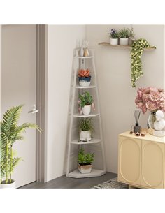 HOMCOM Five-Tier Corner Shelf - White 2