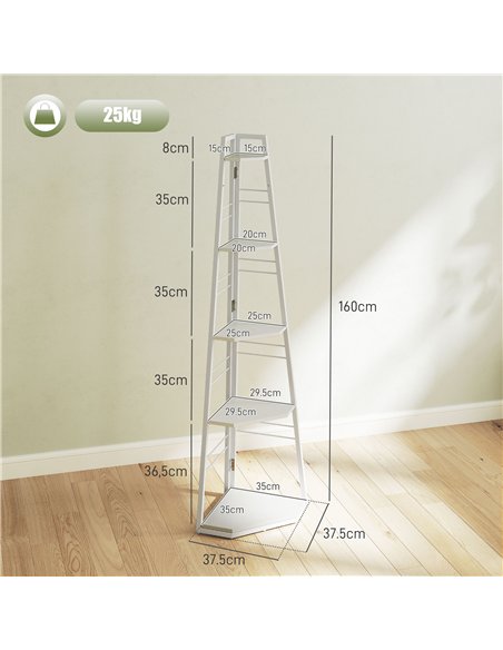 HOMCOM Five-Tier Corner Shelf - White - pic 161123 | FastDaddyshop