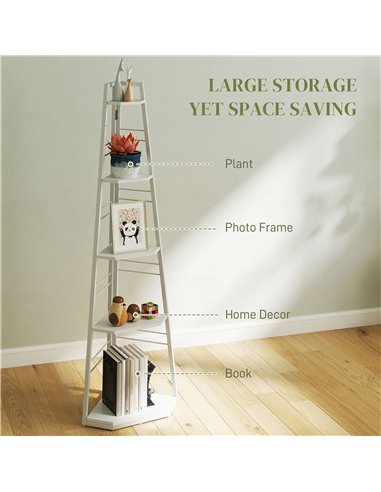 HOMCOM Five-Tier Corner Shelf - White
