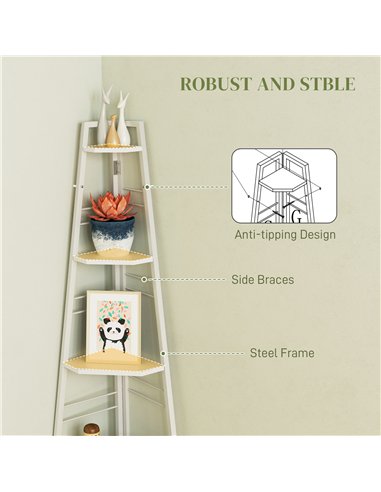 HOMCOM Five-Tier Corner Shelf - White