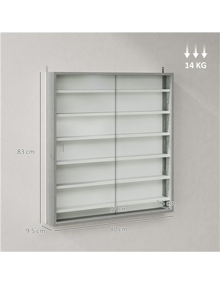 HOMCOM Six Shelf Display Cabinet, with Glass Doors - Graphite Wood Effect - pic 161132 | FastDaddyshop
