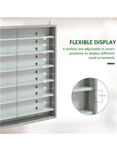 HOMCOM Six Shelf Display Cabinet, with Glass Doors - Graphite Wood Effect - pic 161133 | FastDaddyshop