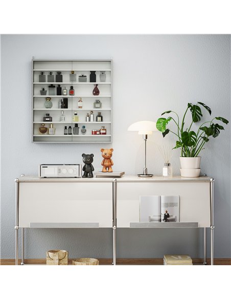 HOMCOM Six Shelf Display Cabinet, with Glass Doors - Graphite Wood Effect - pic 161137 | FastDaddyshop