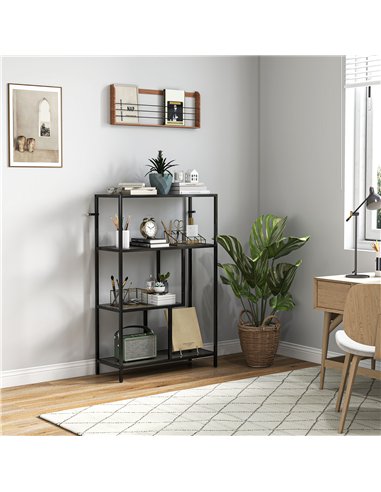 HOMCOM 4-Tier Bookshelf with Open Shelves - Charcoal Grey