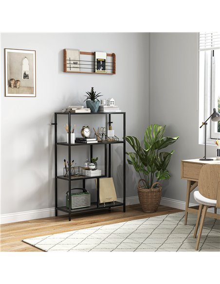 HOMCOM 4-Tier Bookshelf with Open Shelves - Charcoal Grey - pic 161149 | FastDaddyshop