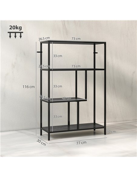 HOMCOM 4-Tier Bookshelf with Open Shelves - Charcoal Grey - pic 161150 | FastDaddyshop
