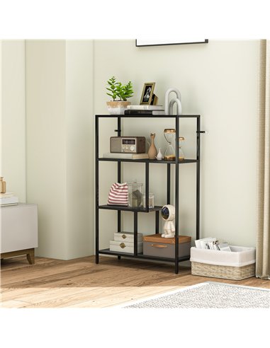 HOMCOM 4-Tier Bookshelf with Open Shelves - Charcoal Grey