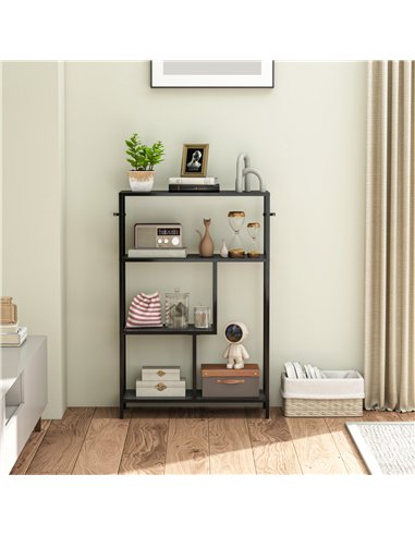 HOMCOM 4-Tier Bookshelf with Open Shelves - Charcoal Grey