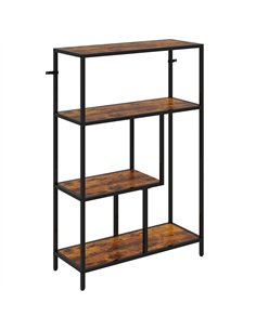 HOMCOM 4-Tier Bookshelf with Open Shelves - Rustic Brown
