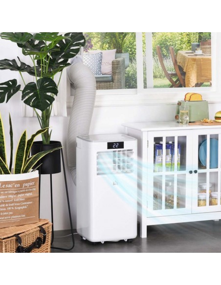 Homcom Mobile Air Conditioner with Fan, Timer, Remote, LED, Auto Shut-Down 900W, White - pic 16116 | FastDaddyshop