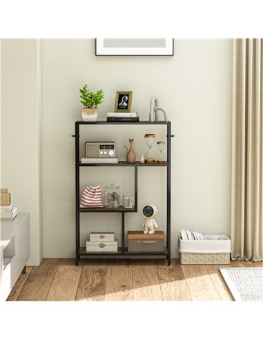 HOMCOM 4-Tier Bookshelf with Open Shelves - Rustic Brown