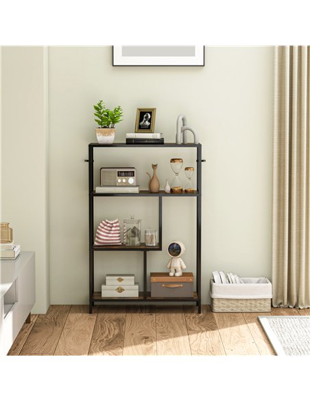 HOMCOM 4-Tier Bookshelf with Open Shelves - Rustic Brown - pic 161164 | FastDaddyshop