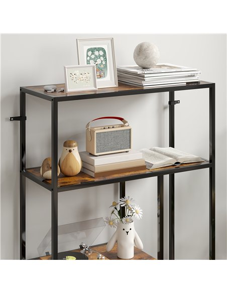 HOMCOM 4-Tier Bookshelf with Open Shelves - Rustic Brown - pic 161165 | FastDaddyshop