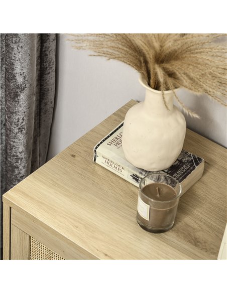 HOMCOM Chest of Four Rattan Weave Panel Drawers - Wood-Effect - pic 161173 | FastDaddyshop