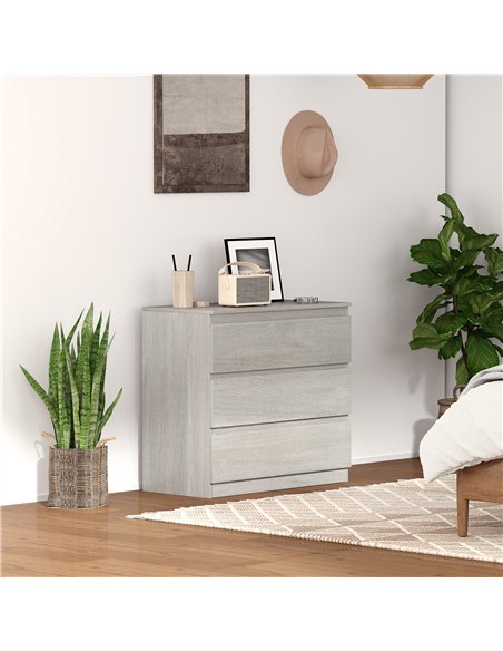 HOMCOM Chest of Three Drawers - Grey Wood Effect - pic 161176 | FastDaddyshop