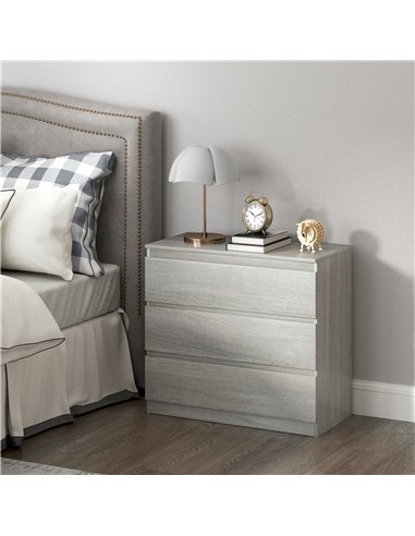 HOMCOM Chest of Three Drawers - Grey Wood Effect