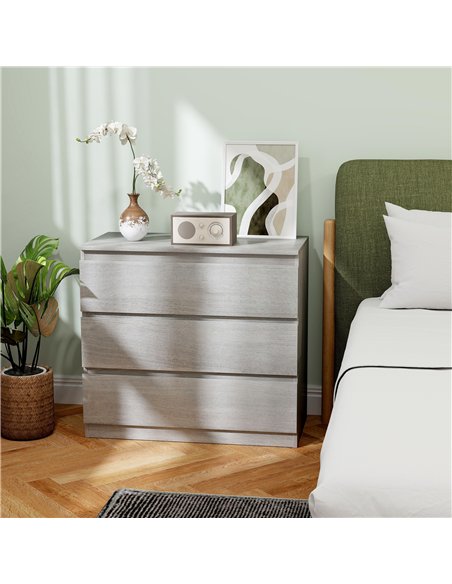 HOMCOM Chest of Three Drawers - Grey Wood Effect - pic 161182 | FastDaddyshop