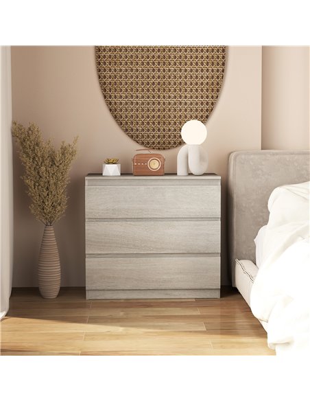 HOMCOM Chest of Three Drawers - Grey Wood Effect - pic 161183 | FastDaddyshop