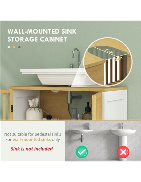 HOMCOM Bamboo-Blend Retro Cut-Out Under Sink Cabinet - pic 161196 | FastDaddyshop