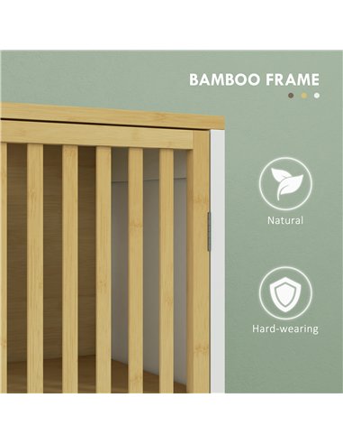 HOMCOM Bamboo-Blend Retro Cut-Out Under Sink Cabinet