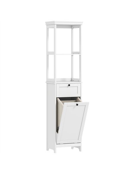 HOMCOM Tall Bathroom Cabinet with Tilt-Out Laundry Basket - White - pic 161202 | FastDaddyshop