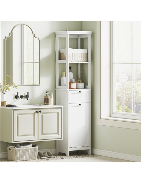 HOMCOM Tall Bathroom Cabinet with Tilt-Out Laundry Basket - White - pic 161203 | FastDaddyshop