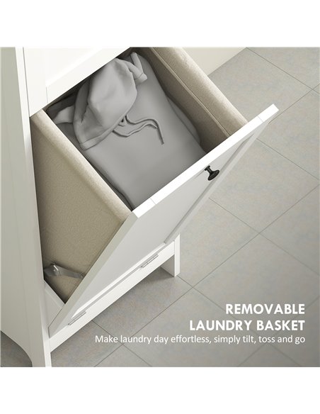 HOMCOM Tall Bathroom Cabinet with Tilt-Out Laundry Basket - White - pic 161206 | FastDaddyshop