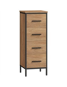 HOMCOM Narrow Bathroom Storage Cabinet with 4 Drawers - Oak