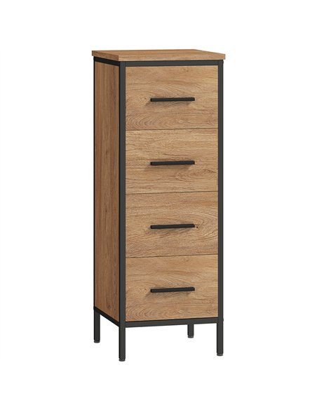 HOMCOM Narrow Bathroom Storage Cabinet with 4 Drawers - Oak - pic 161211 | FastDaddyshop