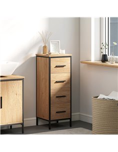 HOMCOM Narrow Bathroom Storage Cabinet with 4 Drawers - Oak 2