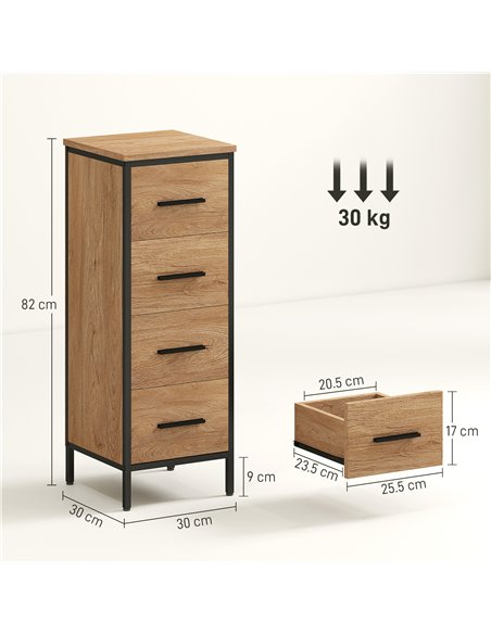 HOMCOM Narrow Bathroom Storage Cabinet with 4 Drawers - Oak - pic 161213 | FastDaddyshop
