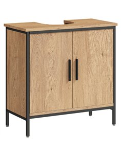 HOMCOM Bathroom Vanity Unit, Under Sink Storage Cabinet with 2 Doors, Adjustable Shelf for Basin without or with Pedestal, Oak