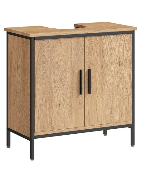 HOMCOM Bathroom Vanity Unit, Under Sink Storage Cabinet with 2 Doors, Adjustable Shelf for Basin without or with Pedestal, Oak - pic 161220 | FastDaddyshop